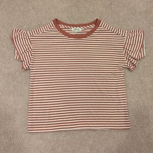 Madewell Ruffle Sleeve In Stripe Tee